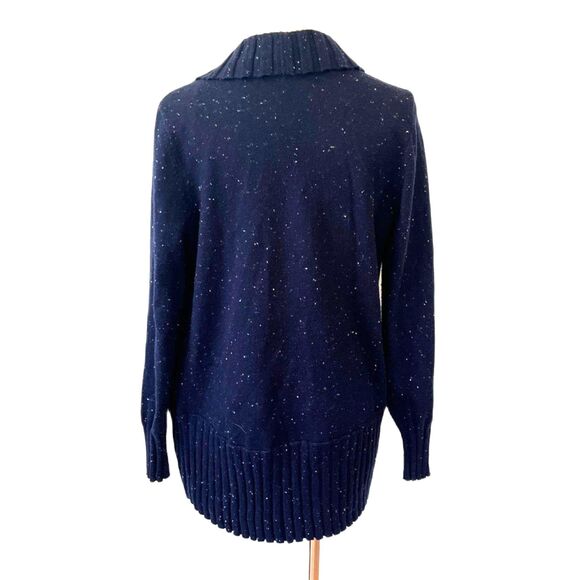 Talbots Donegal Navy Blue Speckled Open Front Cardigan Sweater Small - Picture 3 of 7